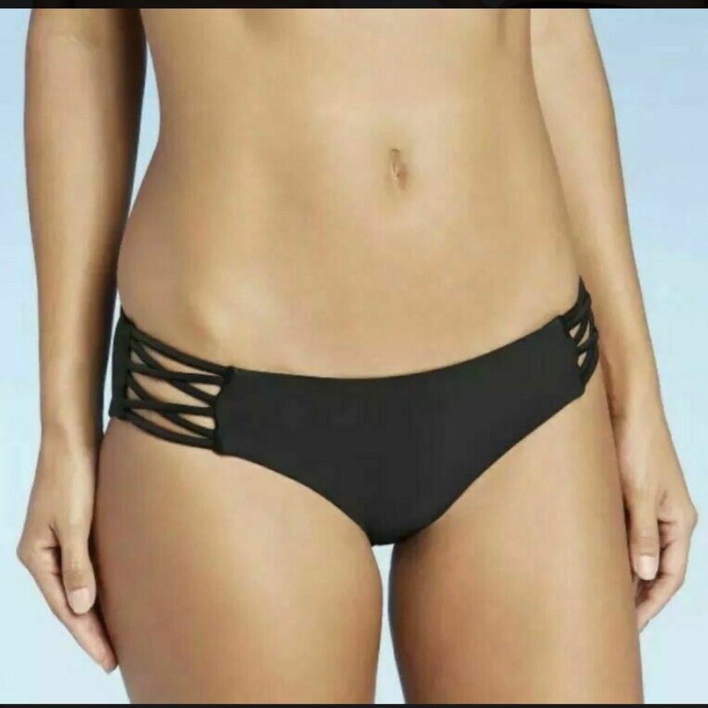 NWT Juniors' Cheeky Bikini Swim Bottom - Xhilaration Black, sizes S, M, L, XL